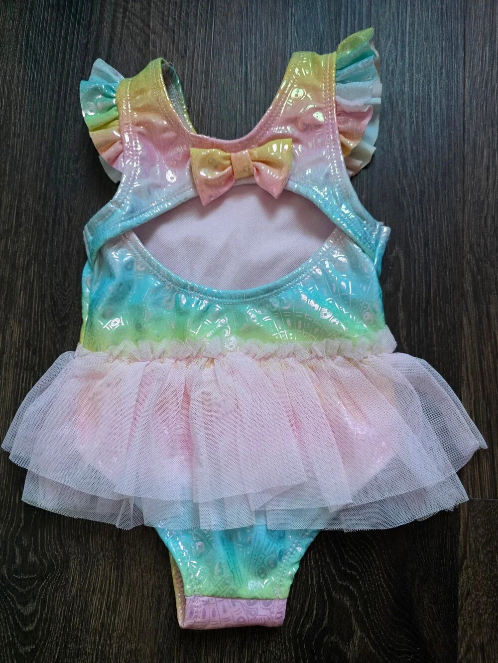 Penelope Mack pastel rainbow ruffle tutu one-piece swimsuit
